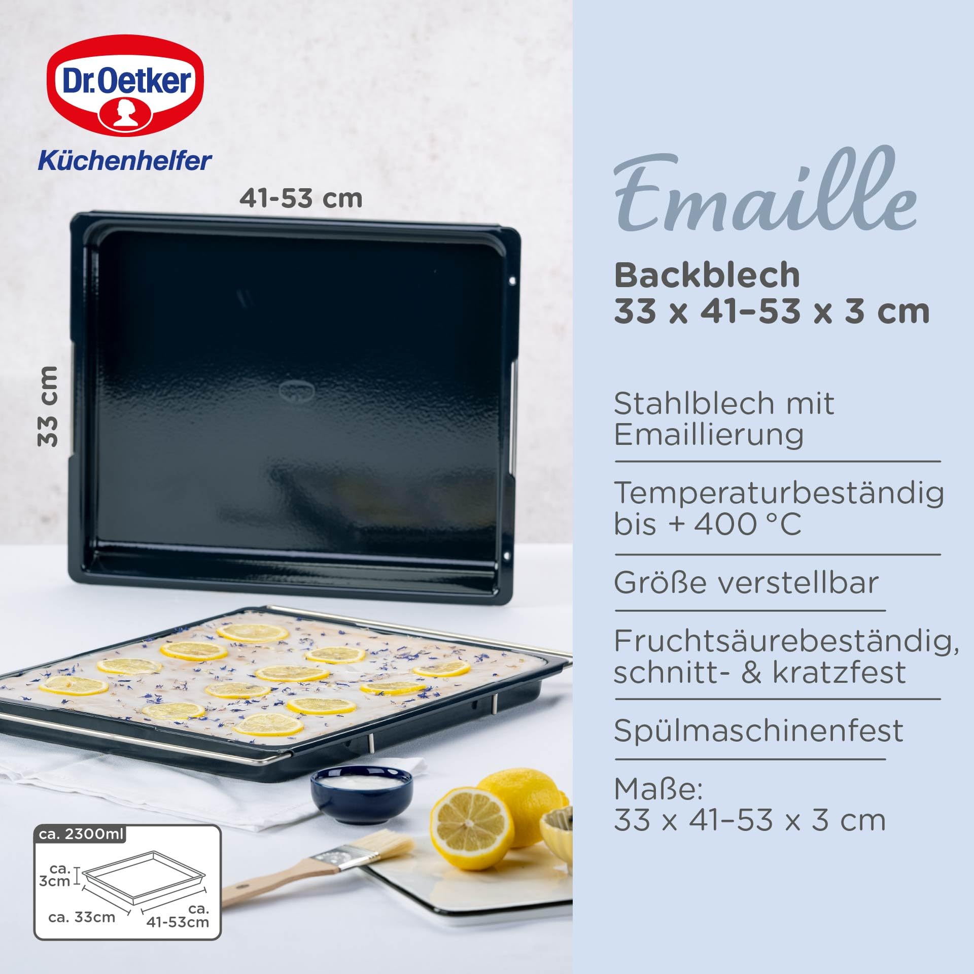 dr-oetker-back-liebe-emaille-backblech-verstellbar-41-53-cm-dunkelblau image 2