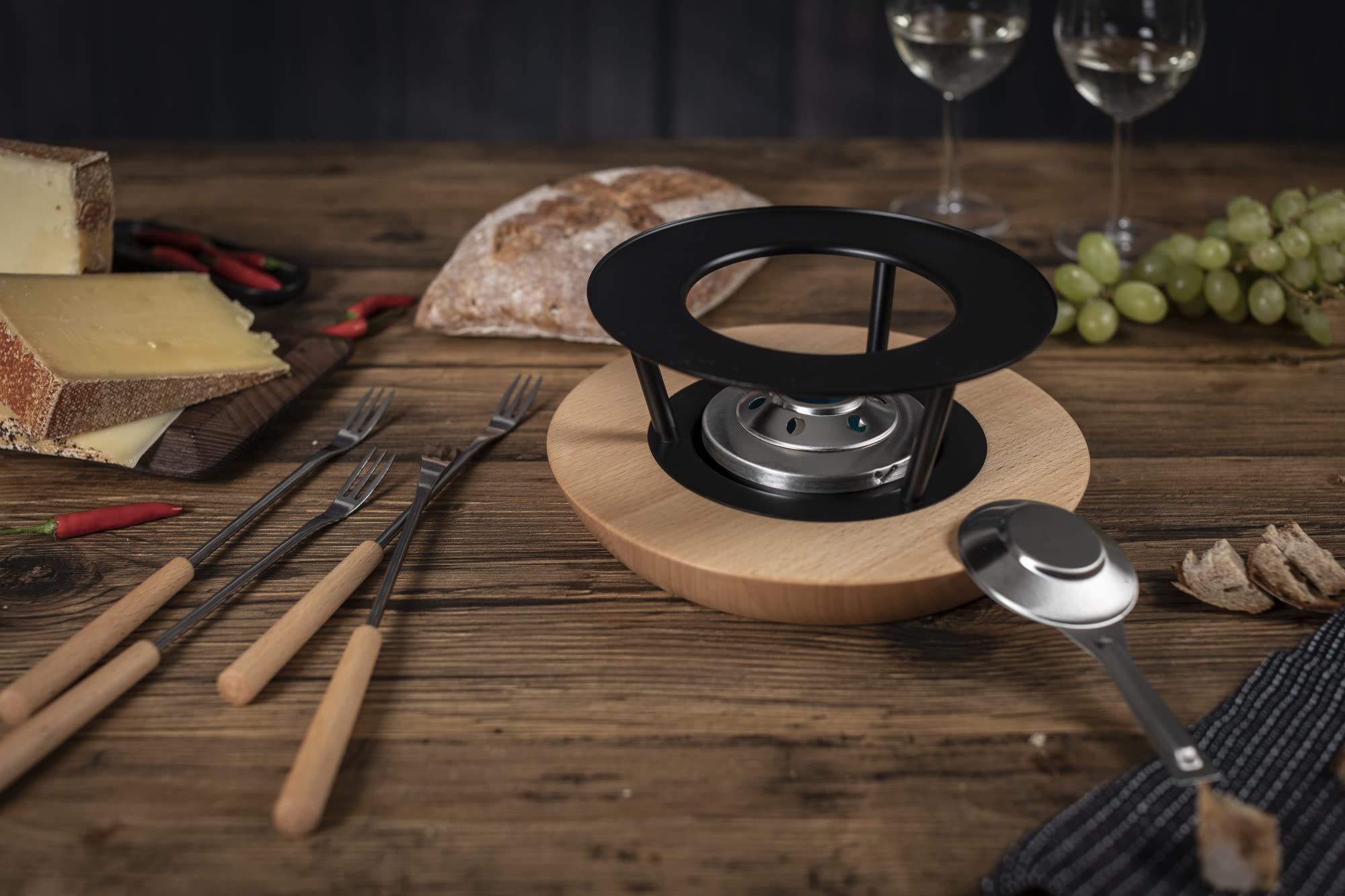 kuhn-rikon-rechaud-buchenholz-f-r-fondue-mit-pastenbrenner-und-6-gabeln image 3