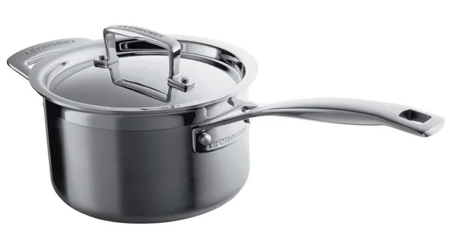 le-creuset-3-ply-stielkasserolle-16-cm-1-9-l-silber-edelstahl-mit-deckel image 1