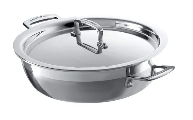 le-creuset-3-ply-edelstahl-profipfanne-mit-deckel-26-cm-silber image 1