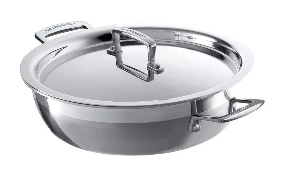 le-creuset-3-ply-edelstahl-profipfanne-mit-deckel-26-cm-silber image 1