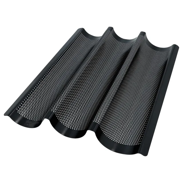 birkmann-bread-buddies-baguette-blech-f-r-3-baguettes-perforierte-baguetteform-a image 1