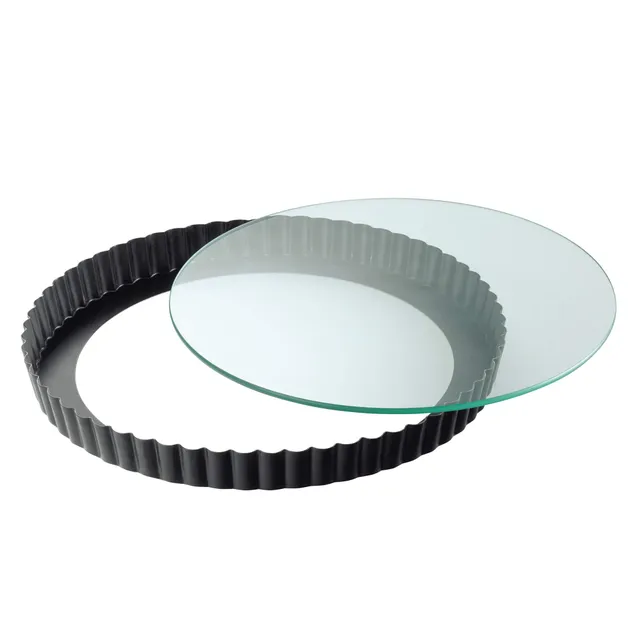 kaiser-inspiration-quicheform-mit-glas-hebeboden-28-cm-tarteform-schwarz image 1