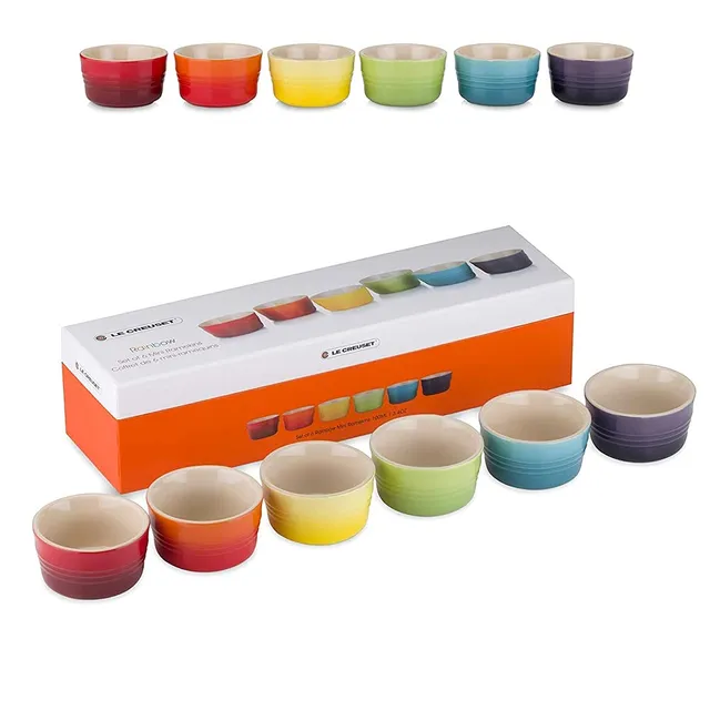 le-creuset-mini-f-rmchen-set-6-teilig-steinzeug-100-ml-regenbogen image 1