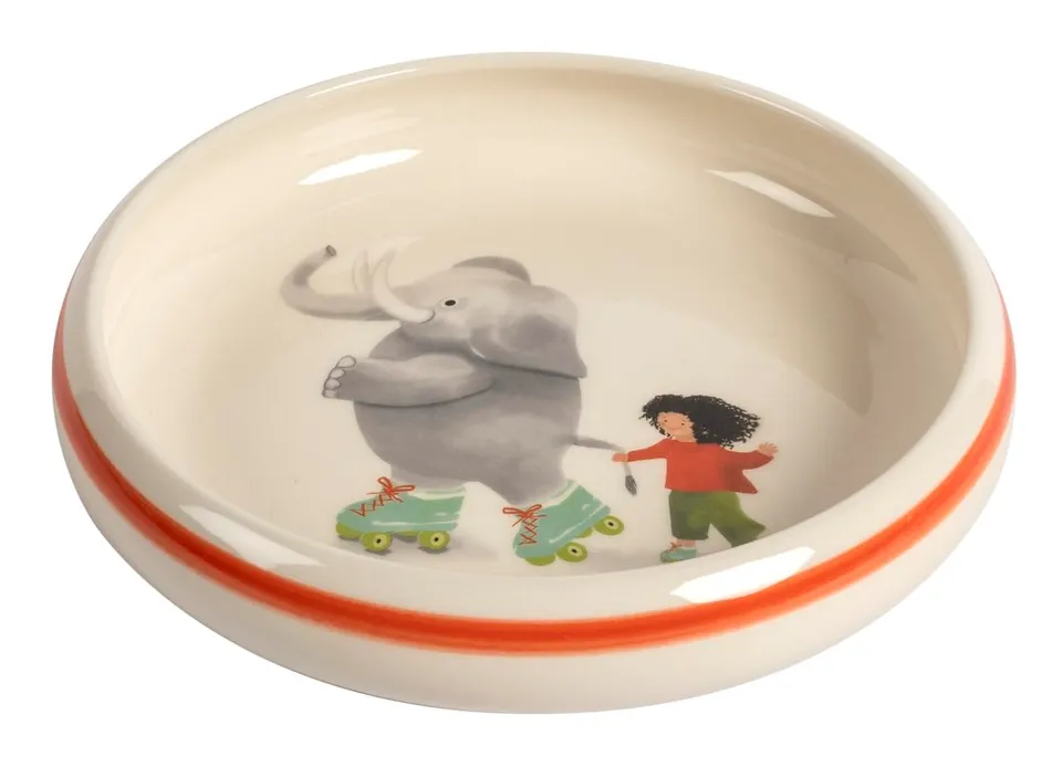 kuhn-rikon-kinderteller-elefant-keramikteller-18-cm-handbemalt image 1