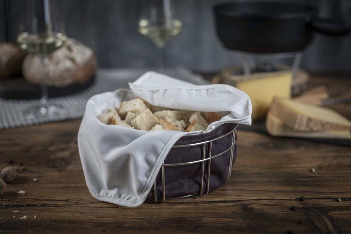 kuhn-rikon-fondue-brotkorb-aus-metall-stoff-brotkorb-mit-sack image 4