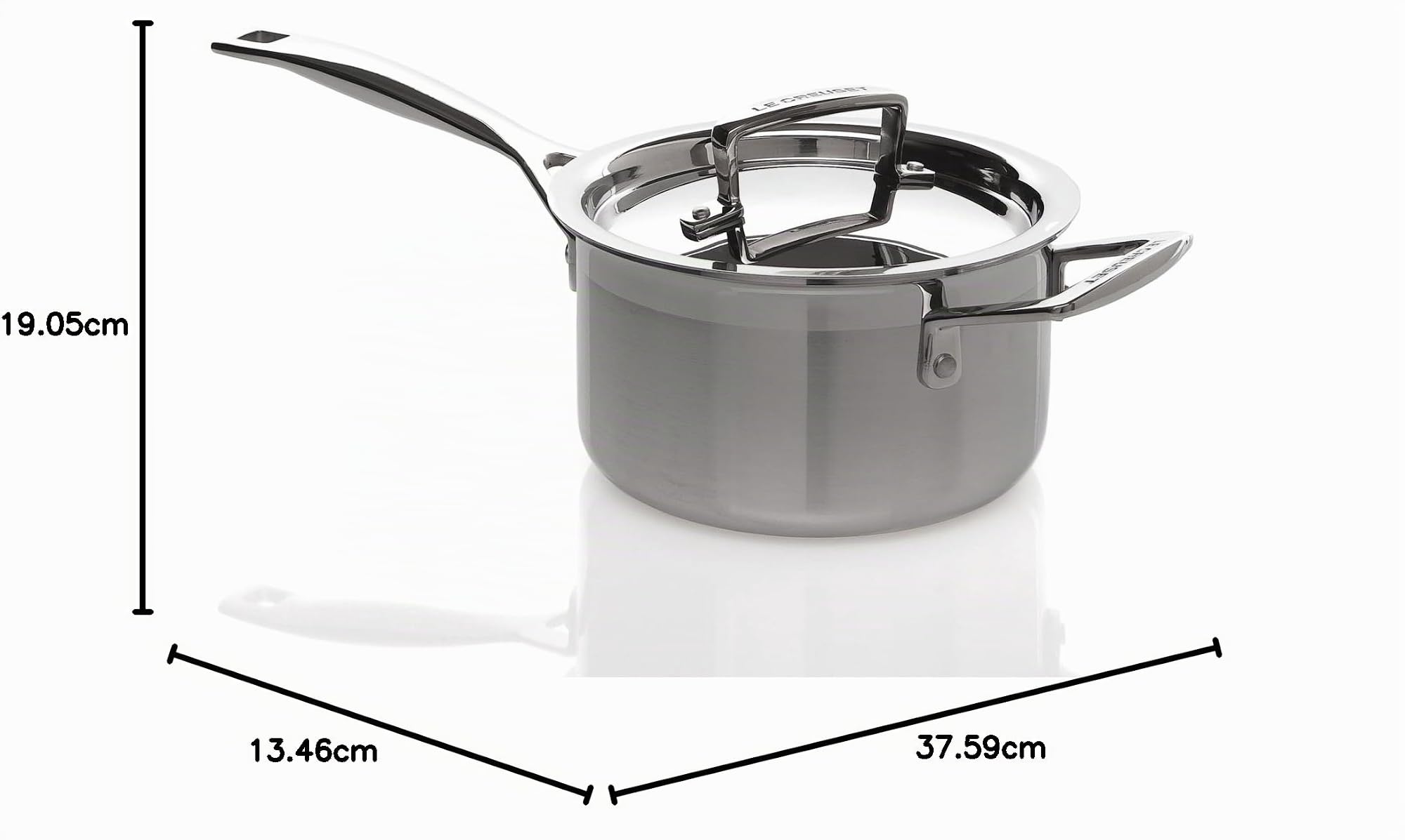 le-creuset-3-ply-stielkasserolle-16-cm-1-9-l-silber-edelstahl-mit-deckel image 3