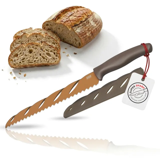 kuhn-rikon-colori-brotmesser-wellenschliff-mit-klingenschutz-braun-gold image 1