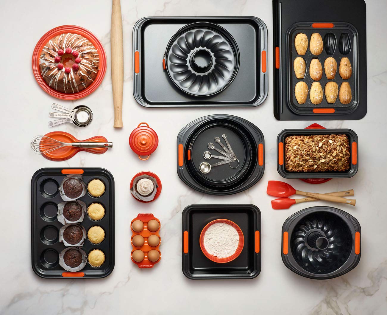 le-creuset-madeleine-form-antihaft-f-r-12-st-ck-karbonstahl-anthrazit-orange image 4
