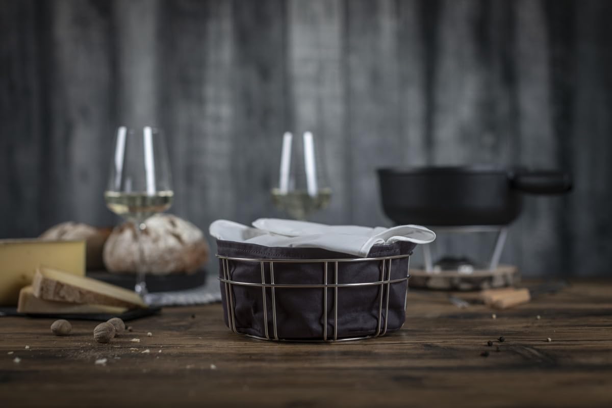 kuhn-rikon-fondue-brotkorb-aus-metall-stoff-brotkorb-mit-sack image 3