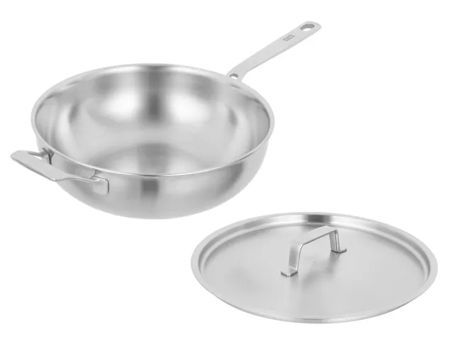 kuhn-rikon-culinary-fiveply-wok-24-cm-edelstahl-unbeschichtet-mit-deckel image 1