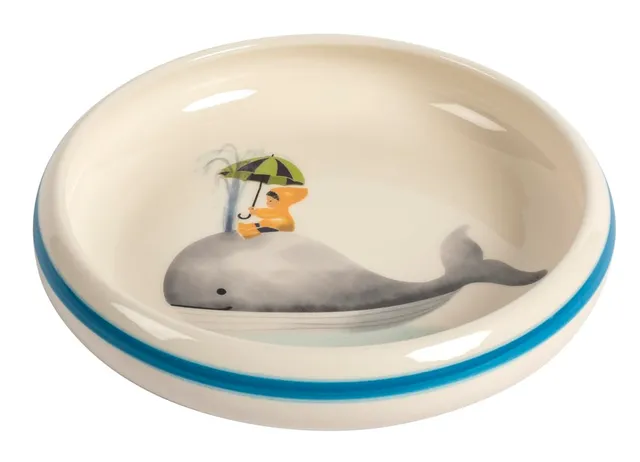 kuhn-rikon-kinderteller-walfisch-handbemalter-keramik-teller-18-cm image 1