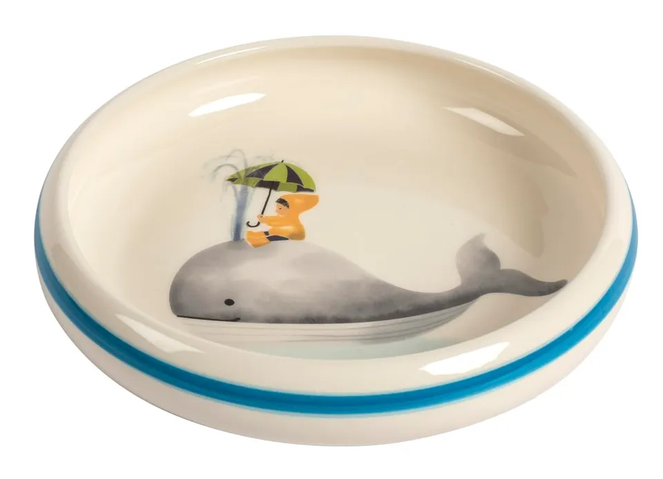 kuhn-rikon-kinderteller-walfisch-handbemalter-keramik-teller-18-cm image 1