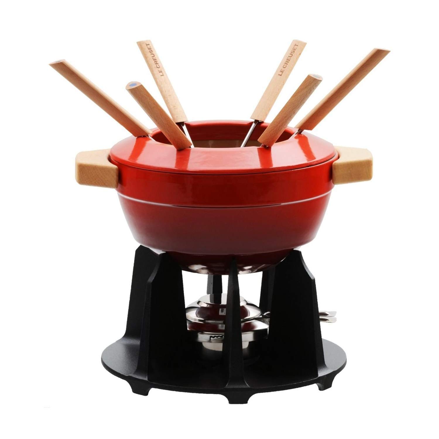 le-creuset-gusseisen-k-sefondue-set-2-l-ofenrot-mit-rechaud-spritzschutz-und-6-g image 6