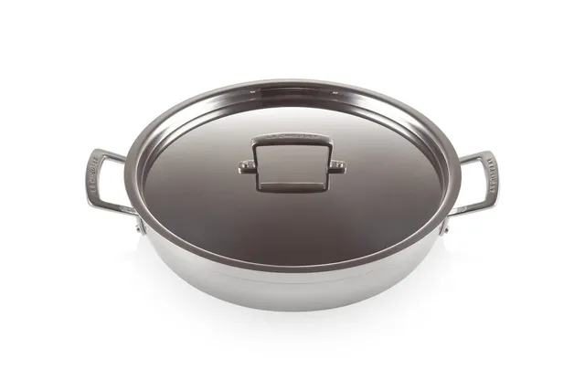 le-creuset-3-ply-edelstahl-antihaft-profipfanne-30-cm-mit-deckel-silber image 1