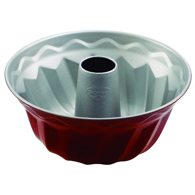 dr-oetker-gugelhupfform-22-cm-stahl-antihaft-grau-rot image 1