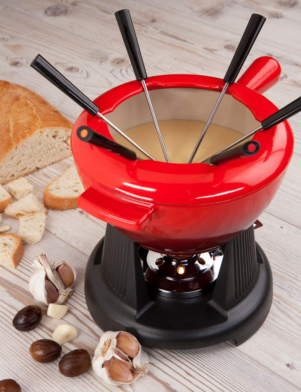 le-creuset-gusseisen-k-sefondue-set-2-l-ofenrot-mit-rechaud-spritzschutz-und-6-g image 2
