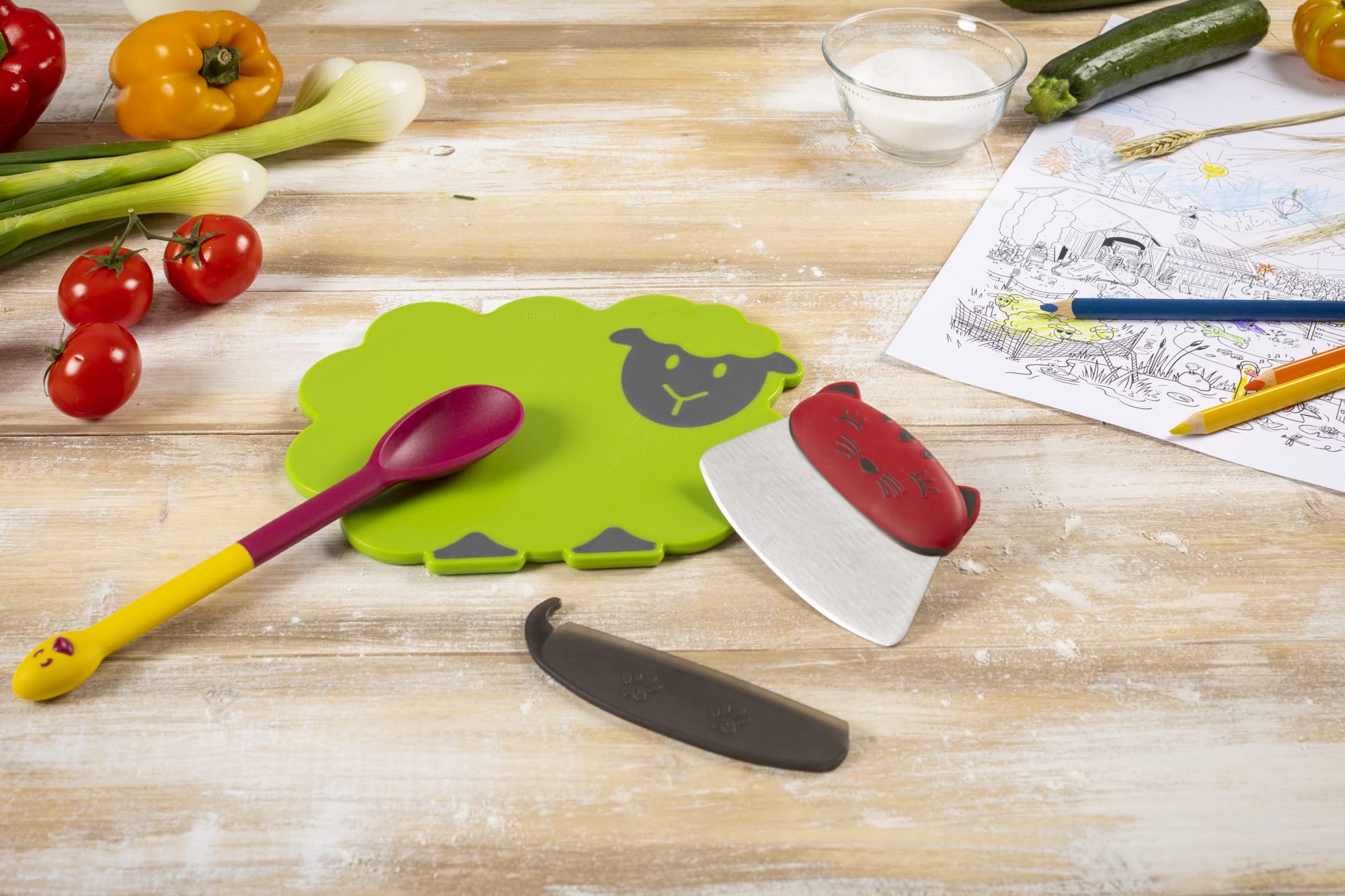 kuhn-rikon-kinderkitchen-schneide-set-2-teilig-mit-wiegemesser-und-brett image 6