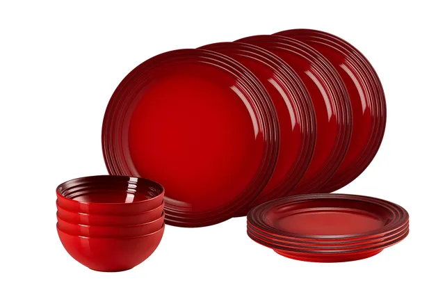 le-creuset-steinzeug-geschirrset-12-teilig-kirschrot image 1
