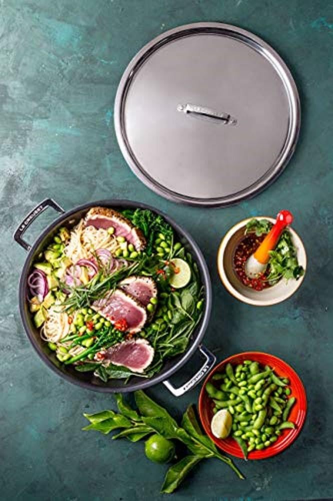 le-creuset-3-ply-edelstahl-antihaft-profipfanne-30-cm-mit-deckel-silber image 3