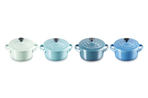 le-creuset-4er-set-mini-cocottes-steinzeug-200-ml-metallics-blau-gr-n image 6