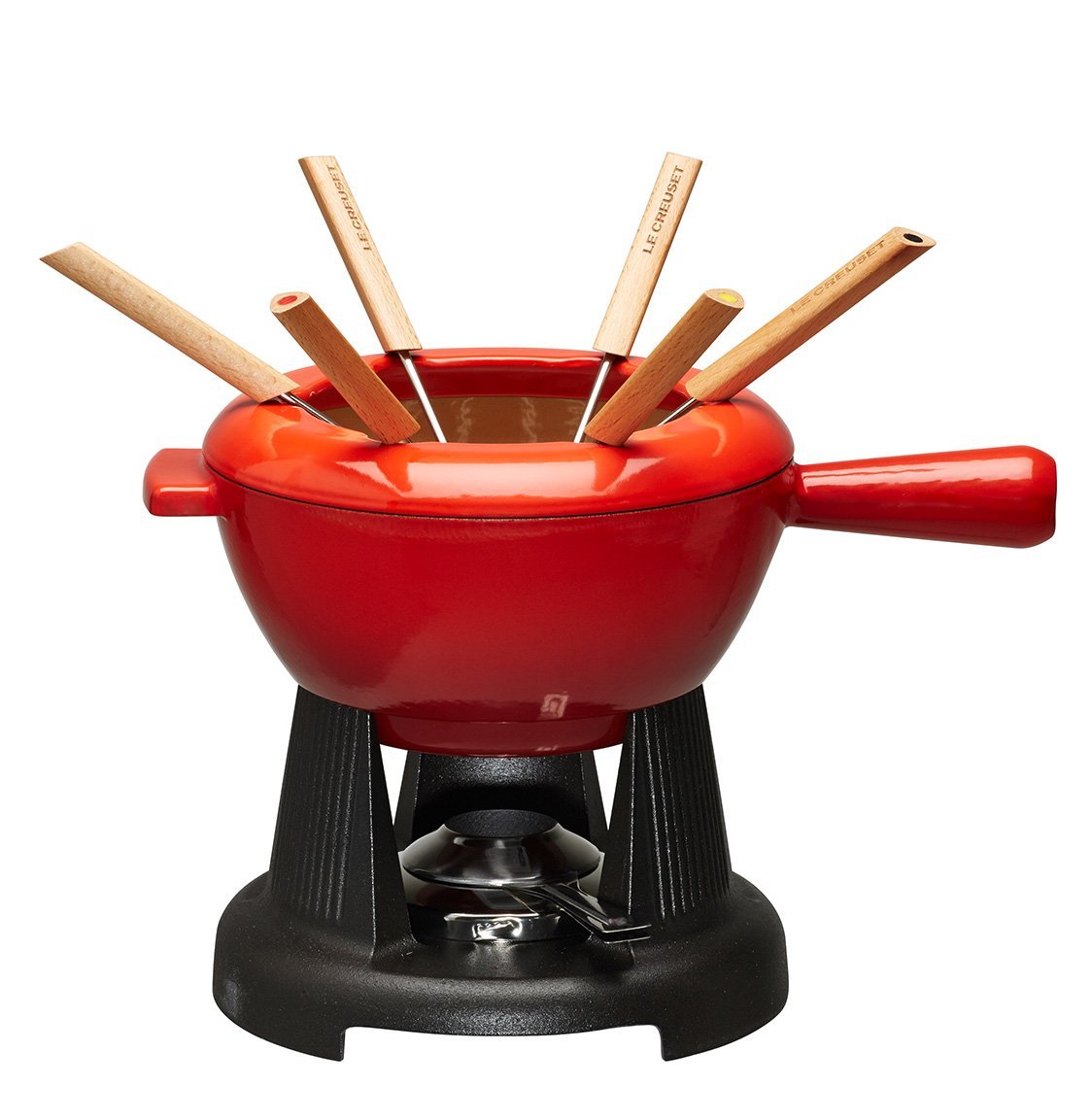 le-creuset-gusseisen-k-sefondue-set-2-l-ofenrot-mit-rechaud-spritzschutz-und-6-g image 4