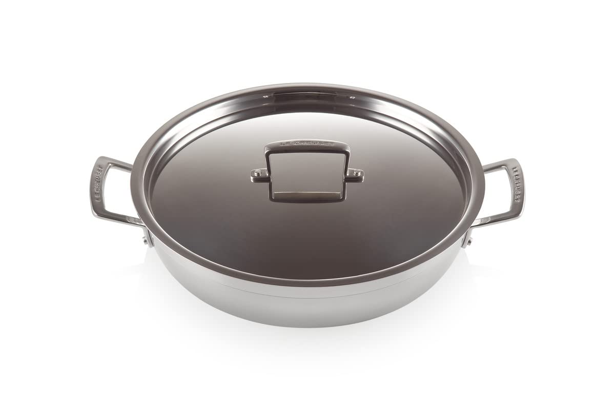 le-creuset-3-ply-edelstahl-antihaft-profipfanne-30-cm-mit-deckel-silber image 1