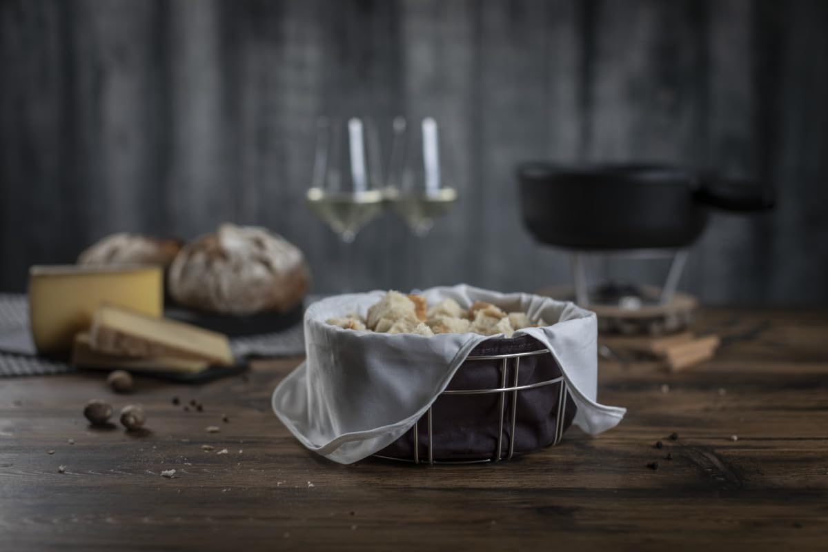 kuhn-rikon-fondue-brotkorb-aus-metall-stoff-brotkorb-mit-sack image 6