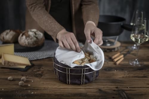 kuhn-rikon-fondue-brotkorb-aus-metall-stoff-brotkorb-mit-sack image 8