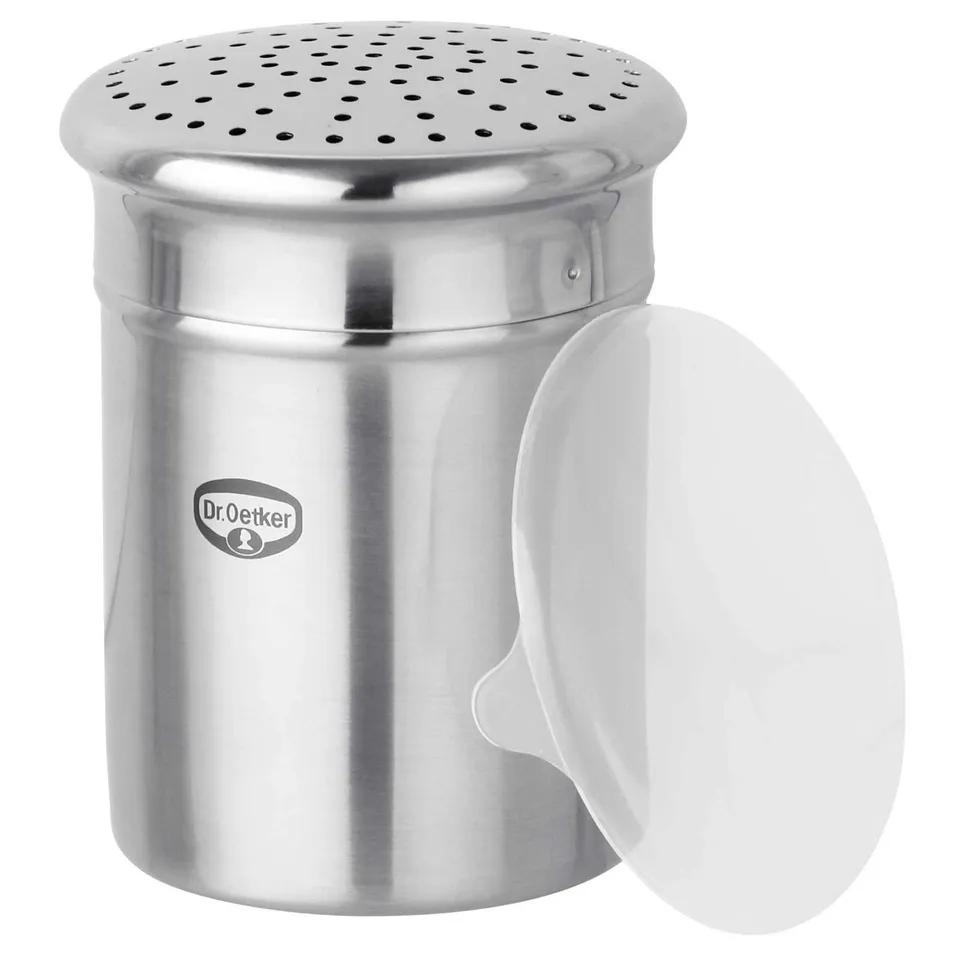 dr-oetker-zuckerstreuer-grob-edelstahl-streuer-mit-schutzdeckel-70-x-95-x-70-mm image 1