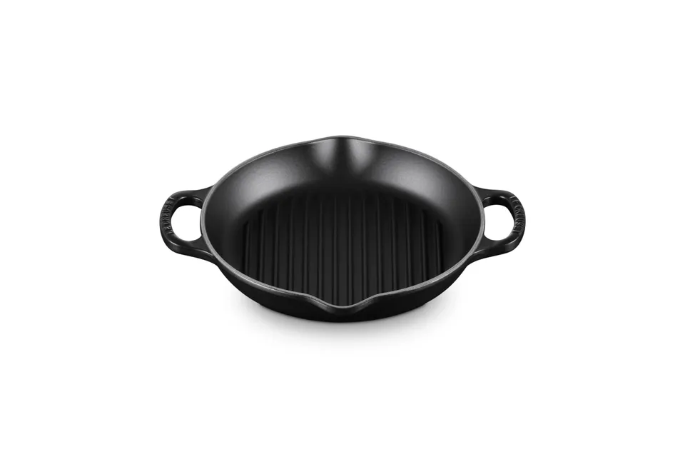 le-creuset-signature-hohe-runde-grillpfanne-aus-gusseisen-25-cm-schwarz-matt image 1