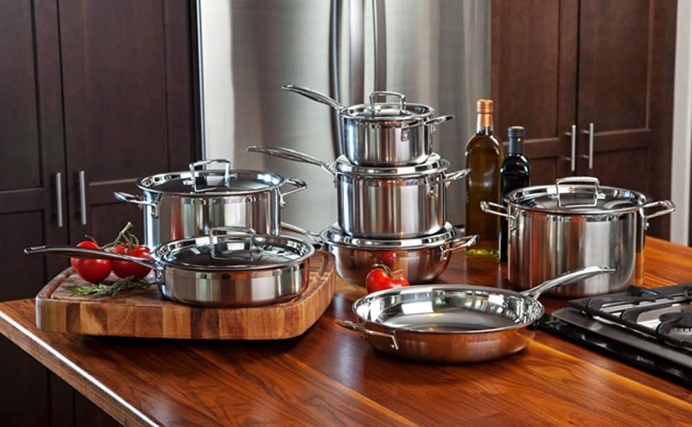 le-creuset-3-ply-edelstahl-topfset-5-teilig-mit-deckel-silber-induktion image 2