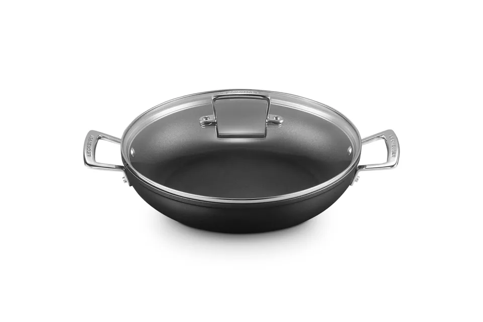 le-creuset-toughened-nonstick-pro-profipfanne-mit-deckel-28-cm-anthrazit image 1