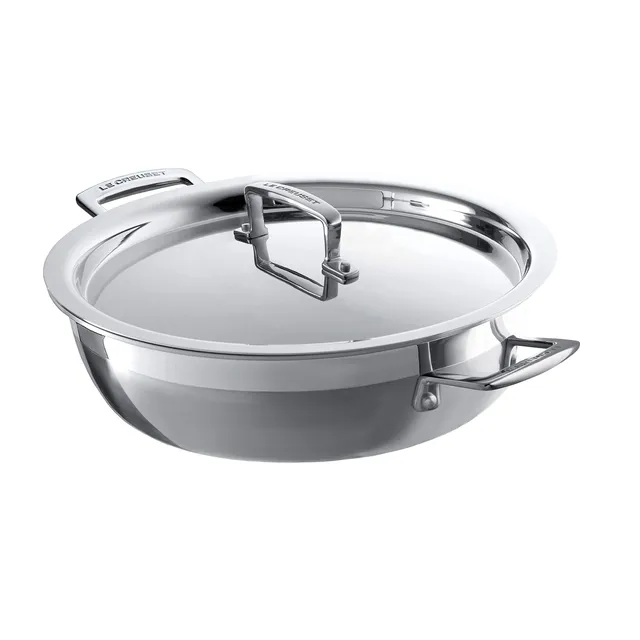le-creuset-3-ply-edelstahl-profipfanne-mit-deckel-24-cm-unbeschichtet-f-r-alle-h image 1