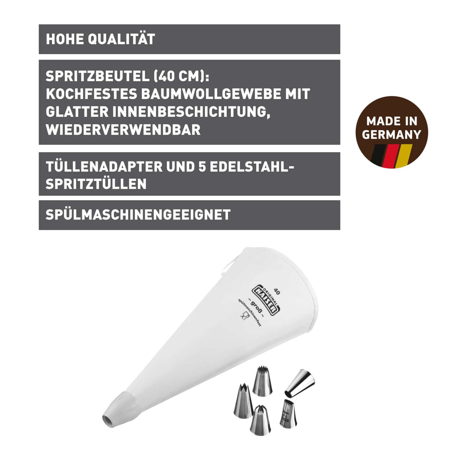kaiser-la-forme-plus-spritzbeutel-set-7-teilig-40-cm-mit-5-t-llen image 2