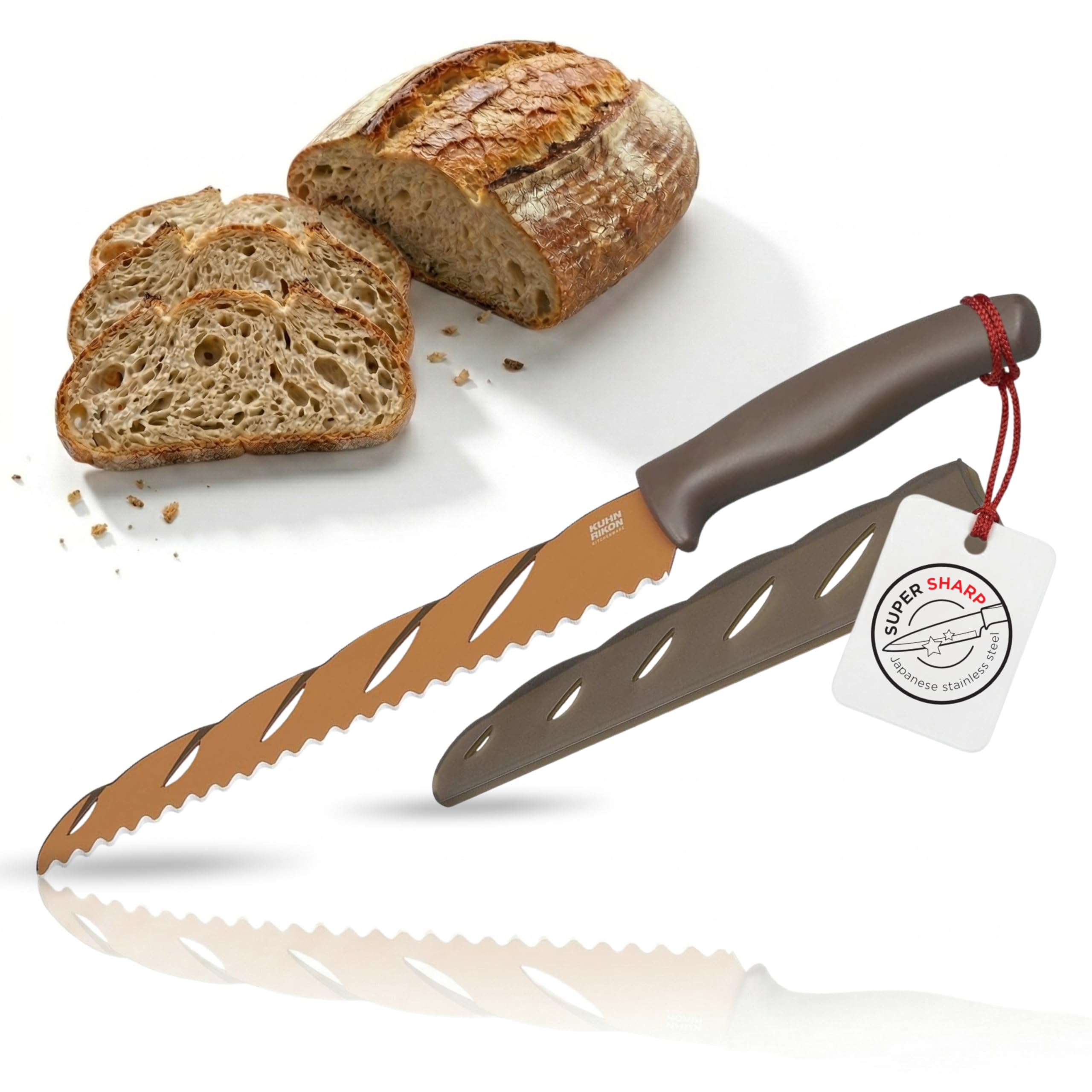 kuhn-rikon-colori-brotmesser-wellenschliff-mit-klingenschutz-braun-gold image 1