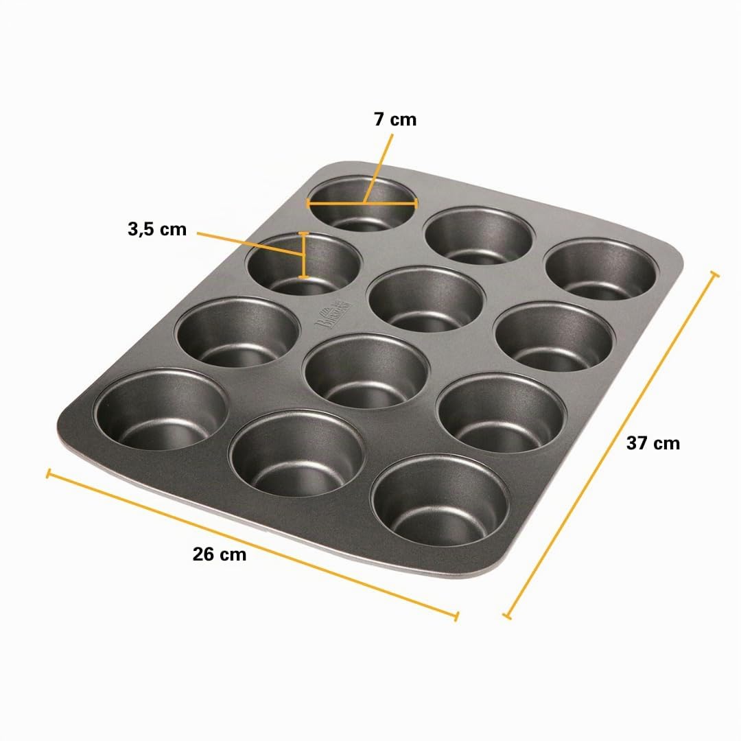 birkmann-easy-baking-muffinform-12-fach-37-x-26-cm-karbonstahl-antihaft-grau image 2