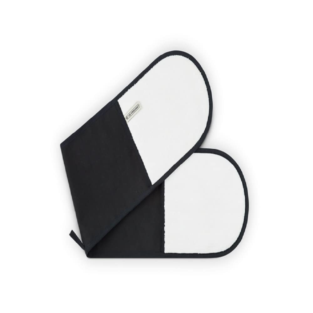 le-creuset-doppel-handschuh-mit-schlaufe-ofenhandschuh-baumwoll-canvas-schwarz-e image 1