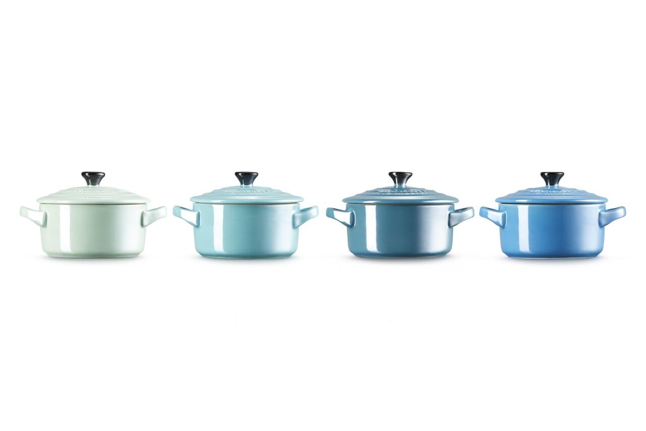 le-creuset-4er-set-mini-cocottes-steinzeug-200-ml-metallics-blau-gr-n image 3