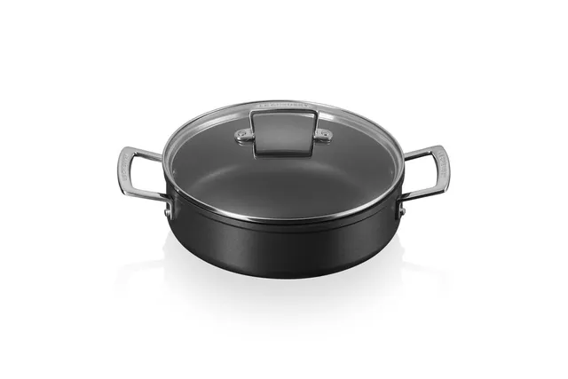 le-creuset-toughened-nonstick-pro-schmorpfanne-24-cm-glasdeckel-schwarz image 1